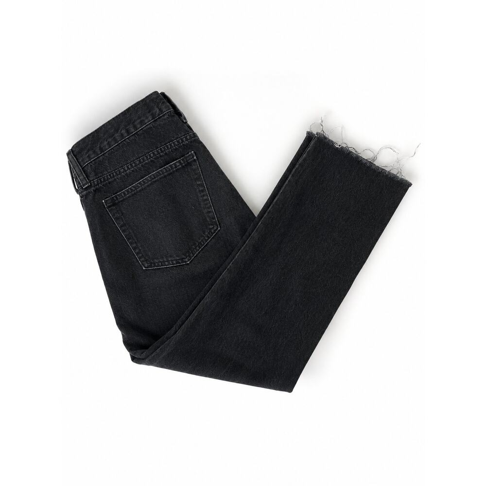Madewell Women’s Black Jeans Raw Hem Straight Leg Cropped Denim High Rise Size L